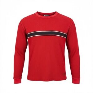 American Eagle Outfitters AE Red Waffle‎ Knit Long Sleeve Thermal Shirt Stripe